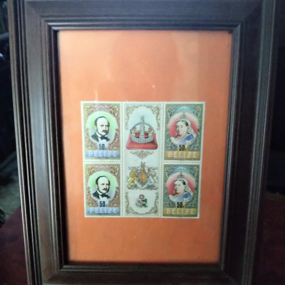 Al & Vicky In Belize  - Framed Souvenir Stamp